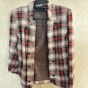 Tommy Hilfiger Red and Black Plaid Blazer